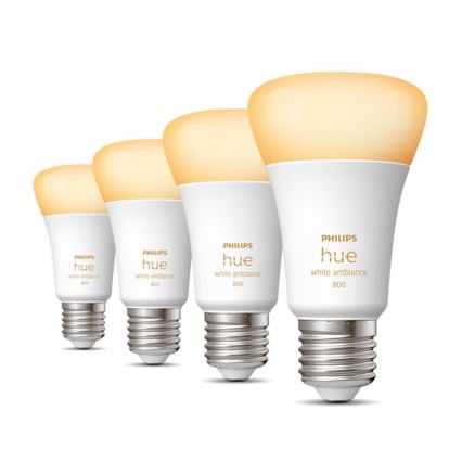 Set 4xLED ljusreglerad glödlampa  Philips Hue WHITE AMBIANCE E27/6W/230V 2200-6500K