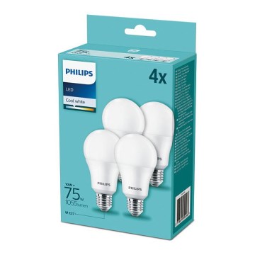 SET 4xLED-lampa Philips A60 E27/10W/230V 4000K