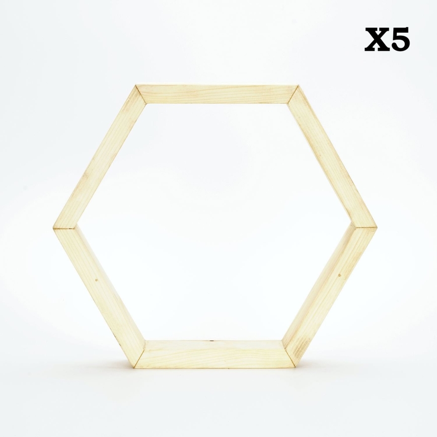 SET 5x Vägghylla RAF 36x31 cm gran