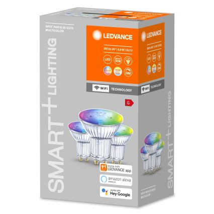 SET av 3 Dimbar RGBW LED-lampa SMART+ GU10/4,9W/230V 2700–⁠⁠6500 K –⁠ Ledvance