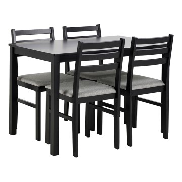 Set: Matbord + 4 stolar EMILY, svart