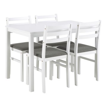 Set: matbord med 4 stolar EMILY, vit