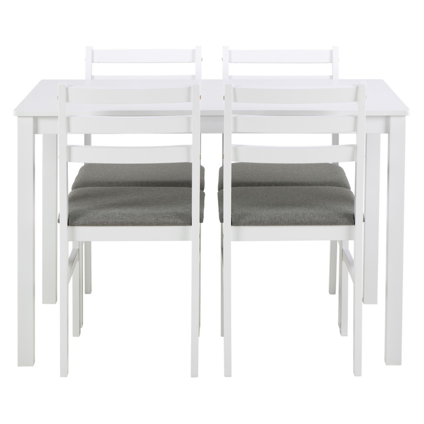 Set: matbord med 4 stolar EMILY, vit