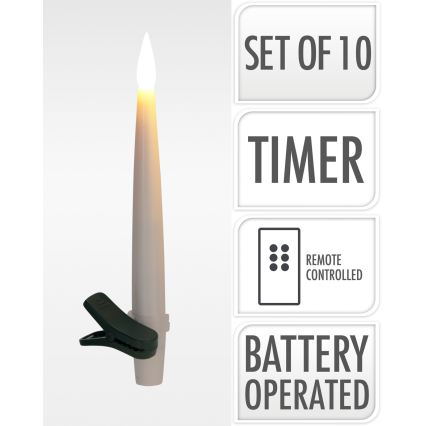 Set med 10 dimbara LED-juldekorationer, LED/1xAAA, 15 cm varmvita blockljus + fjärrkontroll