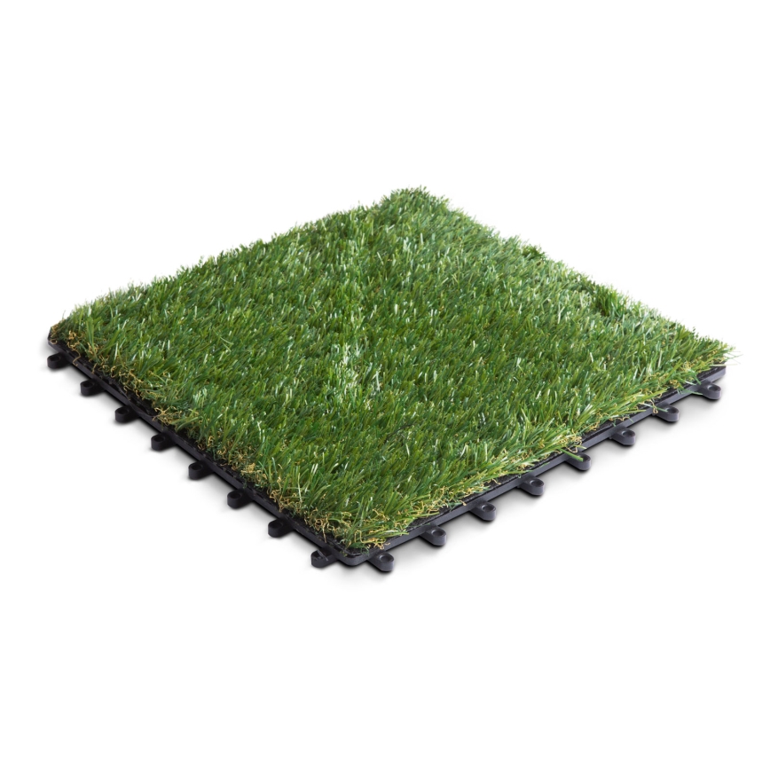Set med 11 konstgräsplattor 30x30 cm, 20 mm, grön