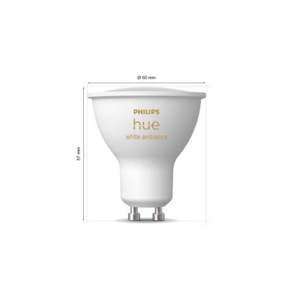 Set om 2 dimbara LED-lampor Philips Hue White Ambiance GU10/4,2W/230V 2200-6500K + Hue Bridge