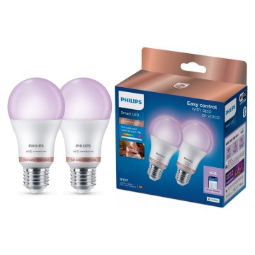 Set med 2 dimbara LED RGB-lampor Philips SMART A60 E27/12,5 W/230 V 2200–6500 K