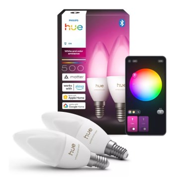 Set med 2 dimbara LED RGBW-lampor Philips Hue White And Color Ambiance B39 E14/3,7W/230V 1000-20000K
