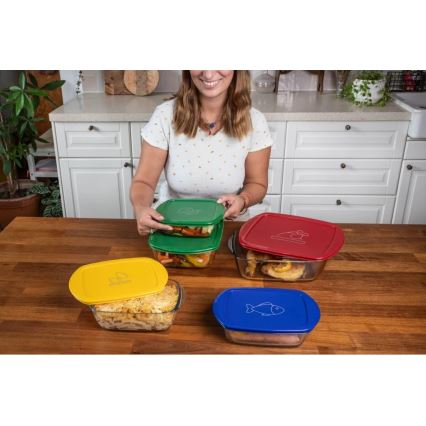 Set med 2 glasförvaringsbehållare för livsmedel från PYREX 1,2/2,5 l