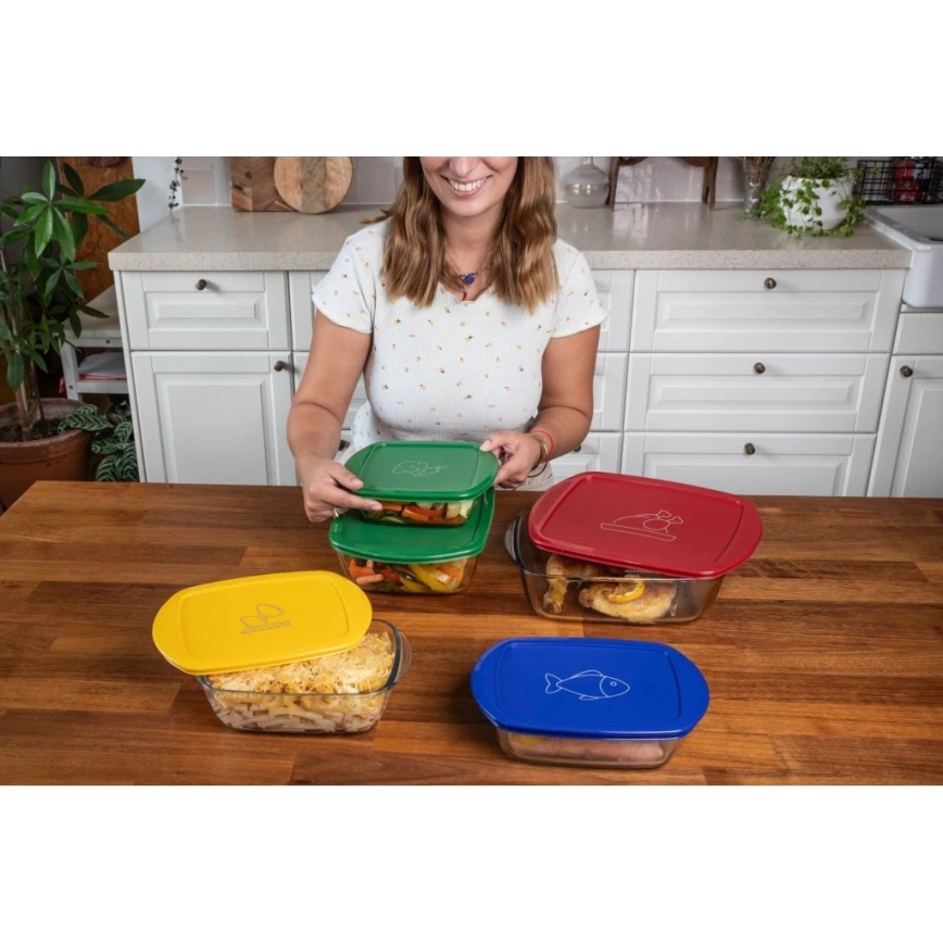 Set med 2 glasförvaringsbehållare för livsmedel från PYREX 1,2/2,5 l