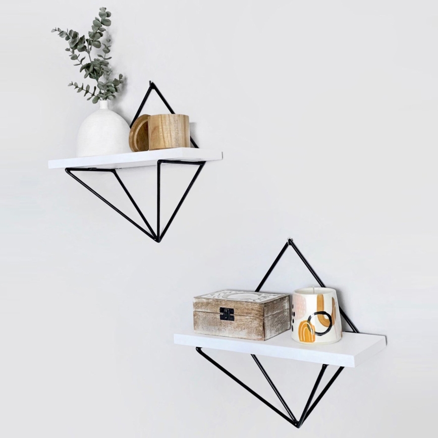 Set med 2 hyllor DIA, vit/svart