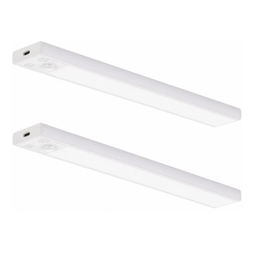Set med 2 laddningsbara LED-lampor för möbler med rörelse- och skymningssensor VIRO LED/1,2W/3,7V 800 mAh 3000/4000/6500K 30 cm vit