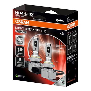 Set med 2 LED-bilampor NIGHT BREAKER SMART HB4 (P22d) 10 W/12 V, 6000 K – Osram
