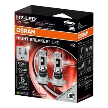 Set med 2 LED-strålkastarlampor NIGHT BREAKER SPEED H7 PX26d/16W/12V 6000K - Osram