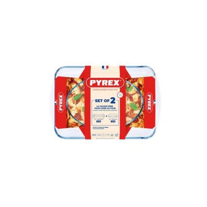 Set med 2 Pyrex-ugnsformar, 3,7/2,2 l