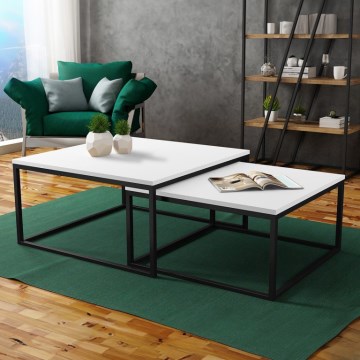 Set med 2 soffbord DUAL 76x76/66x66 cm svart/vit