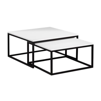 Set med 2 soffbord DUAL 76x76/66x66 cm svart/vit