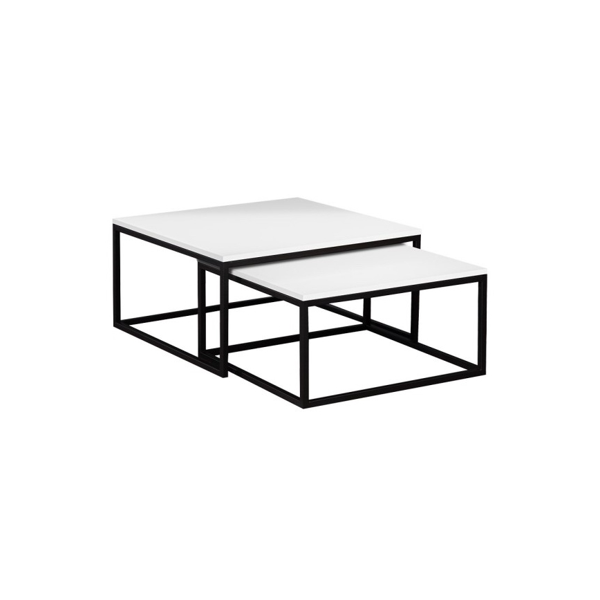 Set med 2 soffbord DUAL 76x76/66x66 cm svart/vit
