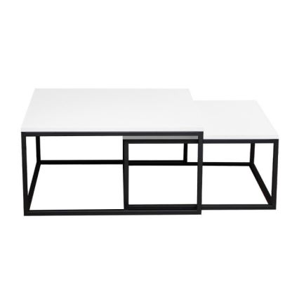 Set med 2 soffbord DUAL 76x76/66x66 cm svart/vit