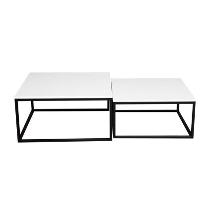 Set med 2 soffbord DUAL 76x76/66x66 cm svart/vit