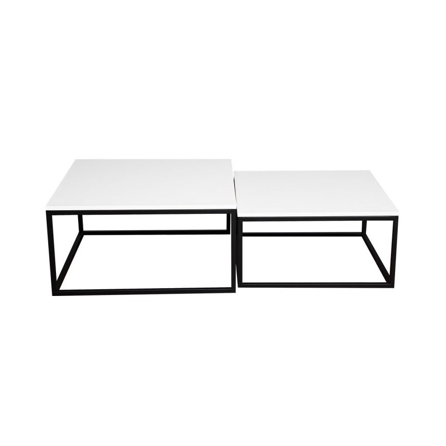 Set med 2 soffbord DUAL 76x76/66x66 cm svart/vit