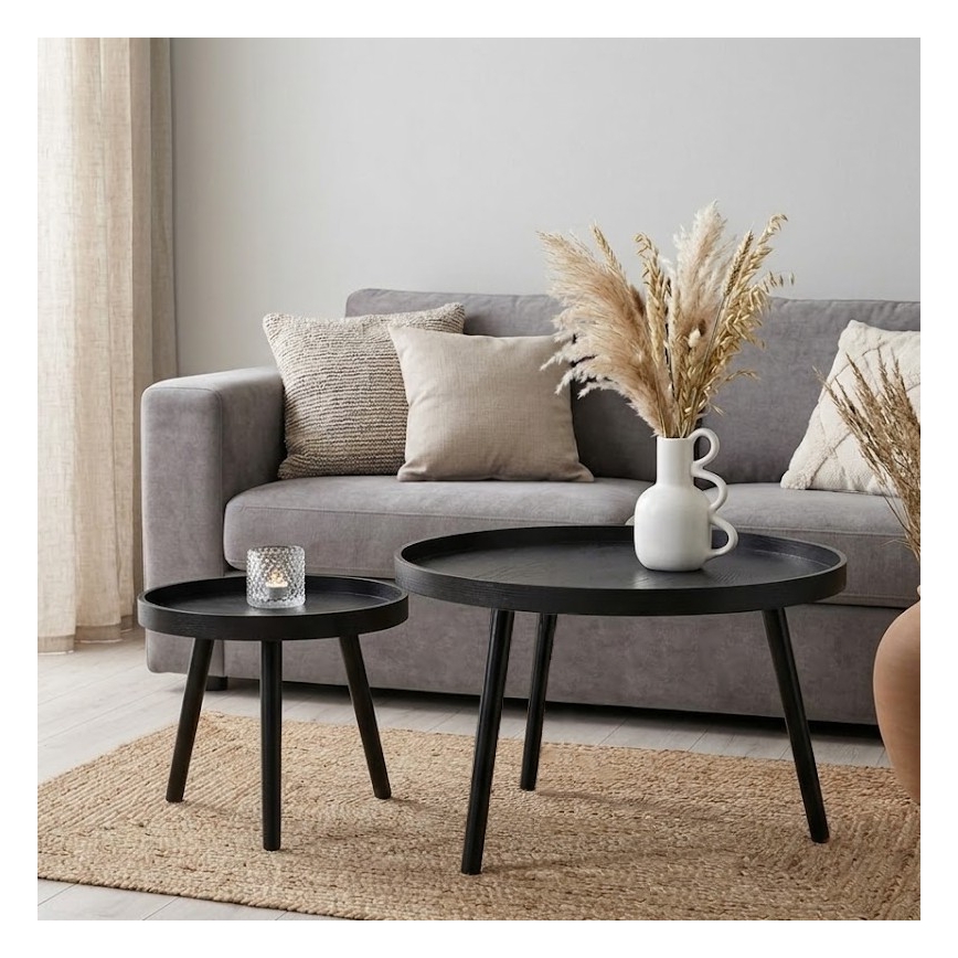 Set med 2 soffbord VERDE Ø 60/38 cm svart