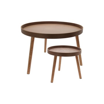 Set med 2 soffbord VERDE Ø 60/38 cm, valnöt