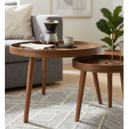 Set med 2 soffbord VERDE Ø 60/38 cm, valnöt