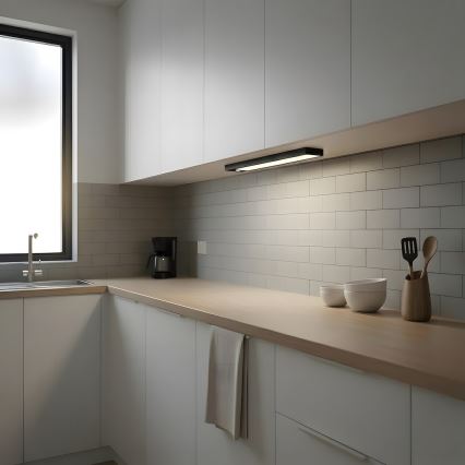Set om 2 uppladdningsbara LED-belysningar för möbler med rörelse- och skymningssensor VIRO, 1,2 W / 3,7 V, 800 mAh, 3000/4000/6500 K, 30 cm, svart
