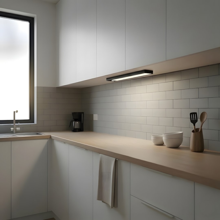 Set om 2 uppladdningsbara LED-belysningar för möbler med rörelse- och skymningssensor VIRO, 1,2 W / 3,7 V, 800 mAh, 3000/4000/6500 K, 30 cm, svart