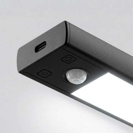 Set om 2 uppladdningsbara LED-belysningar för möbler med rörelse- och skymningssensor VIRO, 1,2 W / 3,7 V, 800 mAh, 3000/4000/6500 K, 30 cm, svart