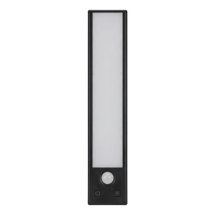 Set om 2 uppladdningsbara LED-belysningar för möbler med rörelse- och skymningssensor VIRO, 1,2 W / 3,7 V, 800 mAh, 3000/4000/6500 K, 30 cm, svart