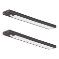 Set med 2 uppladdningsbara LED-möbelbelysningar med rörelse- och skymningssensorer VIRO LED/1,2W/3,7V 800 mAh 3000/4000/6500K 30 cm svart