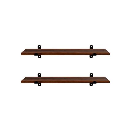 Set med 2 vägghyllor SHELFY, brun/svart
