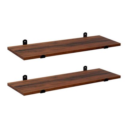 Set med 2 vägghyllor SHELFY, brun/svart