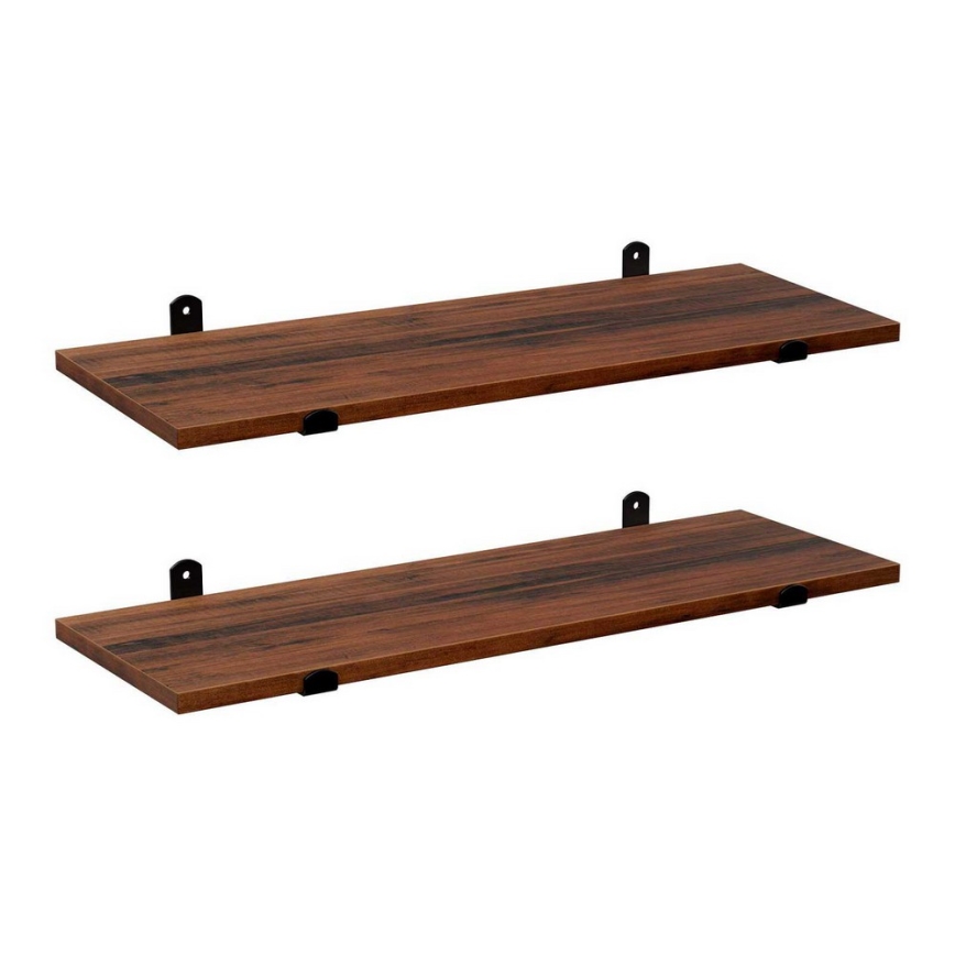 Set med 2 vägghyllor SHELFY, brun/svart