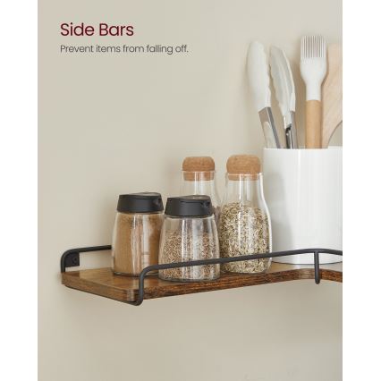 Set med 2 väggmonterade hyllor SHELFY 40x10x29 cm brun/svart