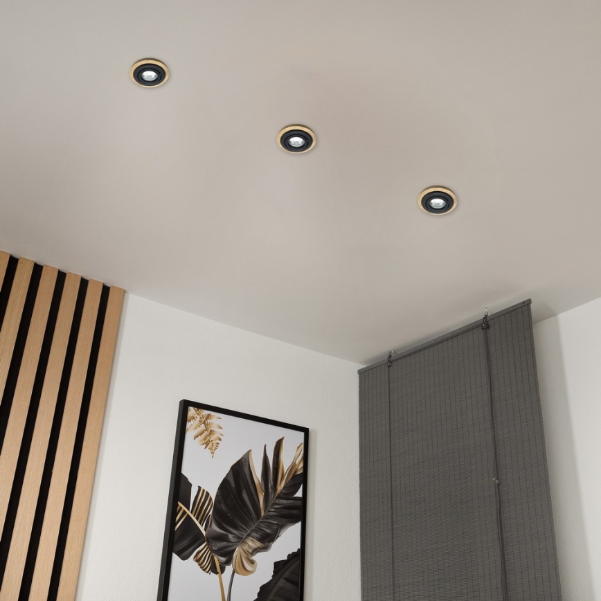 Set med 3 infällda takspotar TOBBY 1xGU10/20W/230V Ø 11,5 cm ek/svart