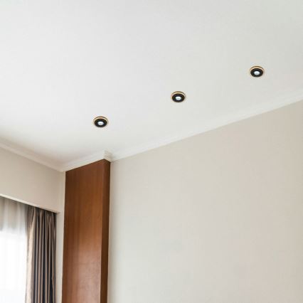 Set med 3 infällda takspotar TOBBY 1xGU10/20W/230V Ø 11,5 cm ek/svart