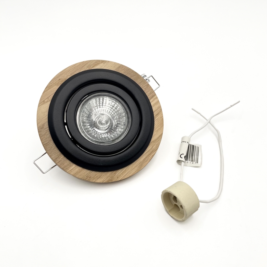 Set med 3 infällda takspotar TOBBY 1xGU10/20W/230V Ø 11,5 cm ek/svart