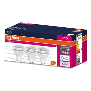 Set med 3 LED-lampor PAR16 GU10/4,5W/230V 6500K 60° - Osram