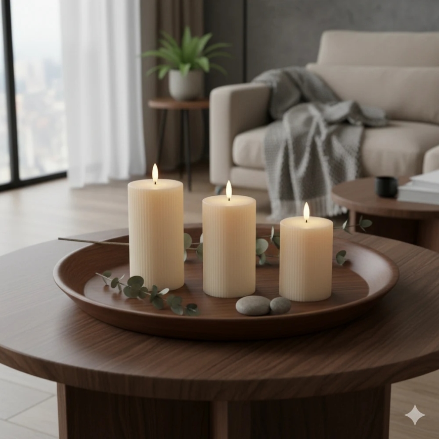 Set med 3 LED-ljus BRILLO LED/3xAAA krämfärgade + fjärrkontroll