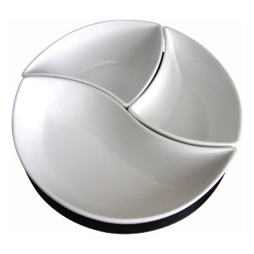 Set med 3 skålar med bricka TORO, keramik/trä