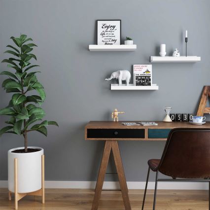 Set med 3 vita vägghyllor SHELFY