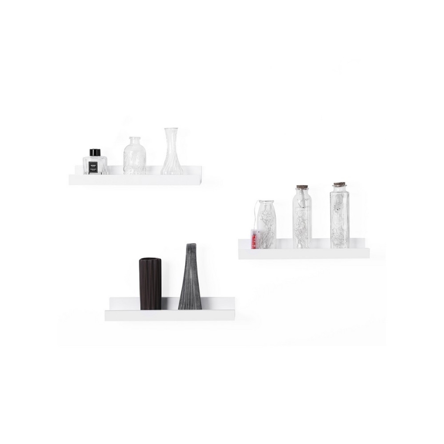 Set med 3 vita vägghyllor SHELFY