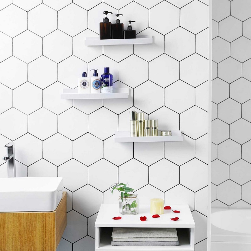 Set med 3 vita vägghyllor SHELFY