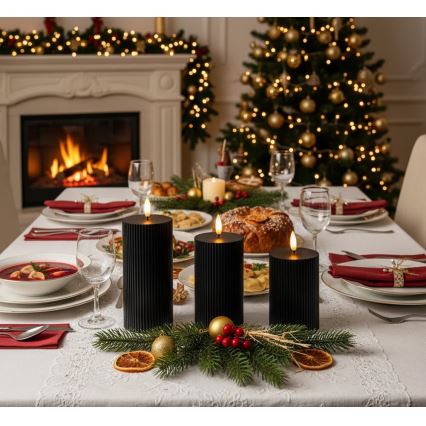 Set med 3x BRILLO LED-ljus (LED/2xAA), svart + fjärrkontroll