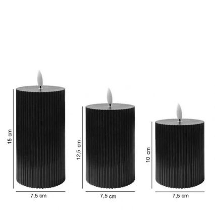 Set med 3x BRILLO LED-ljus (LED/2xAA), svart + fjärrkontroll