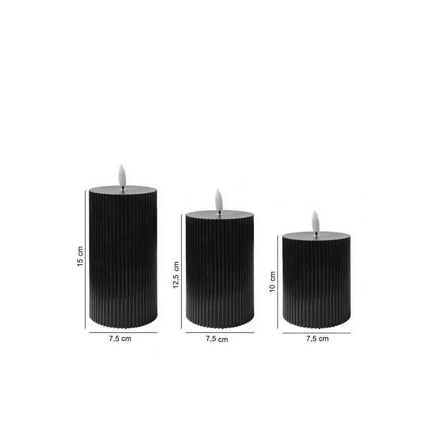 Set med 3x BRILLO LED-ljus (LED/2xAA), svart + fjärrkontroll