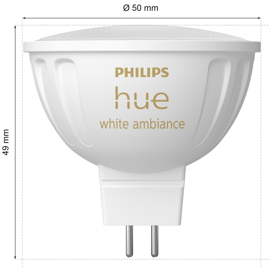 4-pack med dimbara LED-lampor Philips Hue WHITE AMBIANCE GU5,3/MR16/5,1W/12V 2200-6500K